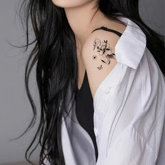 Waterproof Floral Gem Butterflies Crane Temporary Tattoo