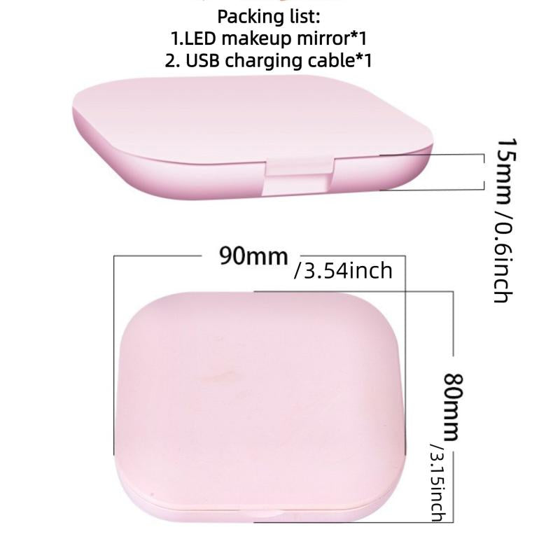 Compact Travel Makeup Mirror 1X 3X Magnification Rechargeable LED Lighted