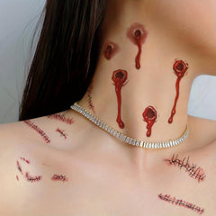 Halloween Tattoos 4 Pcs Blood Wound Scar Arm Body Temporary Tattoo Stickers
