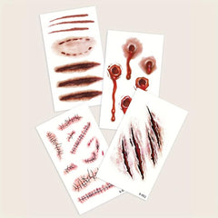 Halloween Tattoos 4 Pcs Blood Wound Scar Arm Body Temporary Tattoo Stickers