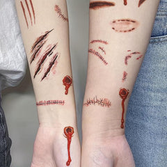 Halloween Tattoos 4 Pcs Blood Wound Scar Arm Body Temporary Tattoo Stickers