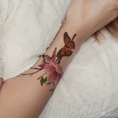 Pink Temporary Tattoo Flower & Butterfly Arm Chest Back Body Art Stickers