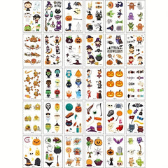 30 Sheets Halloween Cartoon Tattoo Stickers Funny Pumpkin Temporary Tattoo Stick