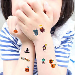 30 Sheets Halloween Cartoon Tattoo Stickers Funny Pumpkin Temporary Tattoo Stick