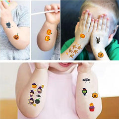 30 Sheets Halloween Cartoon Tattoo Stickers Funny Pumpkin Temporary Tattoo Stick