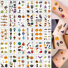 30 Sheets Halloween Cartoon Tattoo Stickers Funny Pumpkin Temporary Tattoo Stick