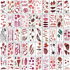 50 Pcs Halloween Horror Scar Tattoo Stickers Face Body Paint