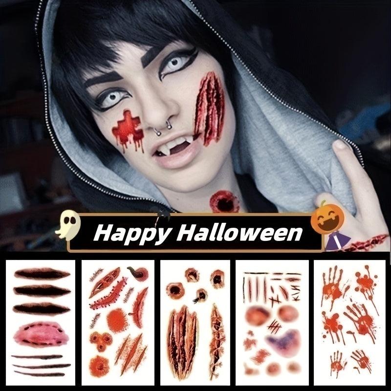 50 Pcs Halloween Horror Scar Tattoo Stickers Face Body Paint