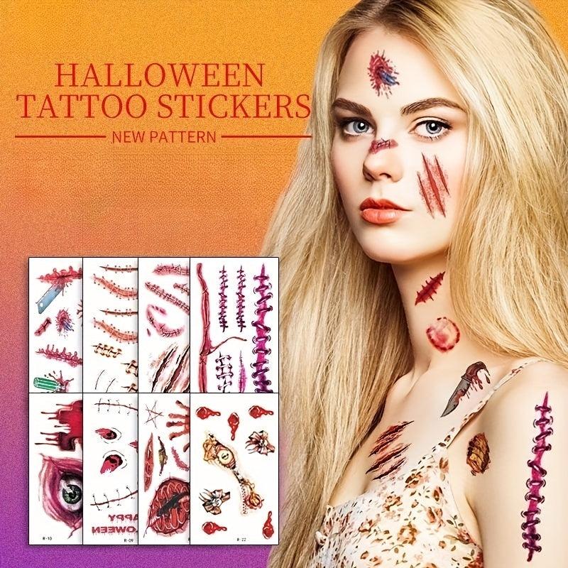 50 Pcs Halloween Horror Scar Tattoo Stickers Face Body Paint