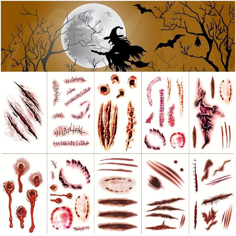 50 Pcs Halloween Horror Scar Tattoo Stickers Face Body Paint