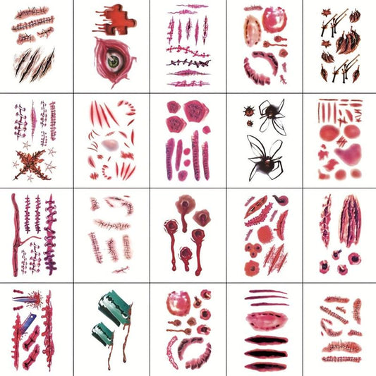 50 Pcs Halloween Horror Scar Tattoo Stickers Face Body Paint