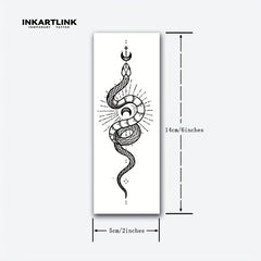 Moon And Snake Temporary Tattoo Sticker - Lasts 1-2 Weeks