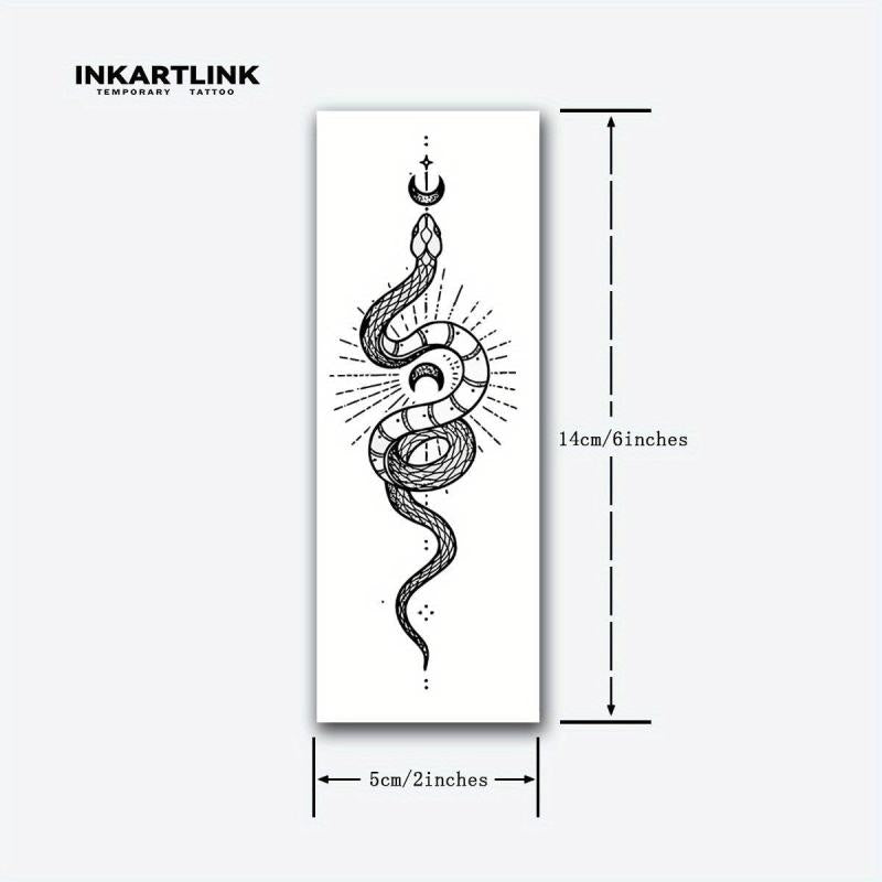 Moon And Snake Temporary Tattoo Sticker - Lasts 1-2 Weeks