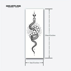 Moon And Snake Temporary Tattoo Sticker - Lasts 1-2 Weeks