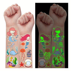 Mermaid Birthday Party Decorations Glow Mermaid Temporary Tattoos