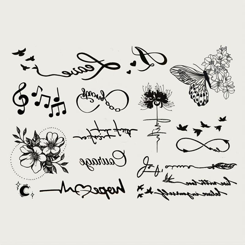 2 Small Pattern Tattoo Stickers for Ears Fingers Wrist