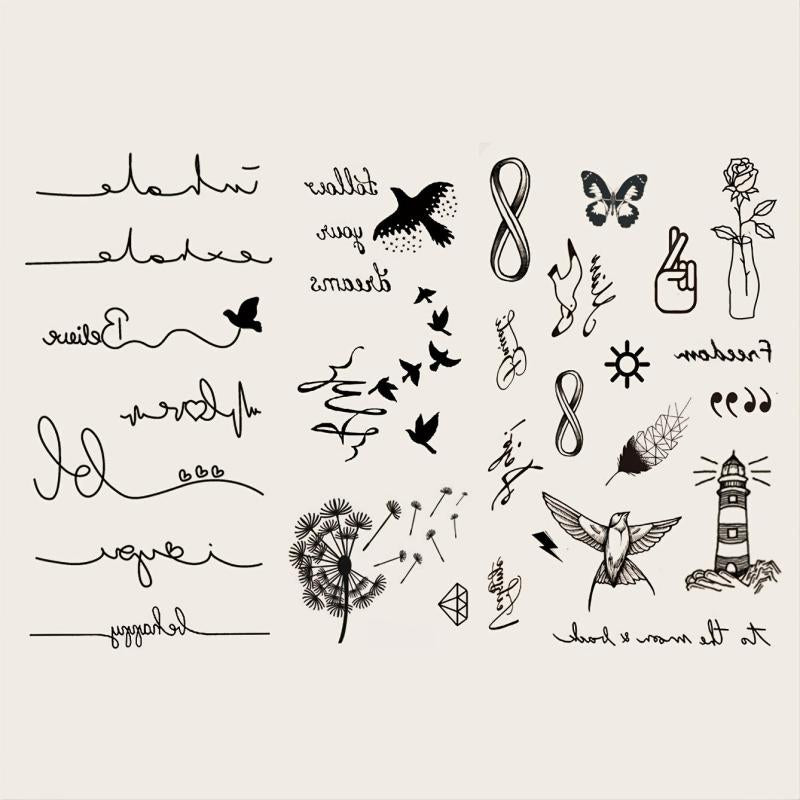 2 Small Pattern Tattoo Stickers for Ears Fingers Wrist