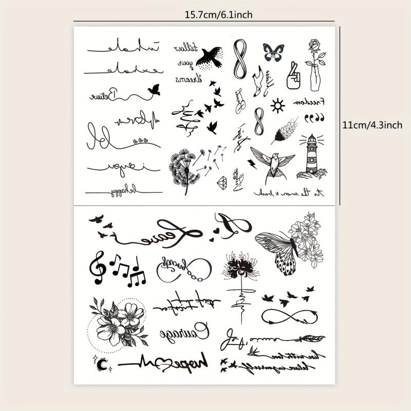 2 Small Pattern Tattoo Stickers for Ears Fingers Wrist