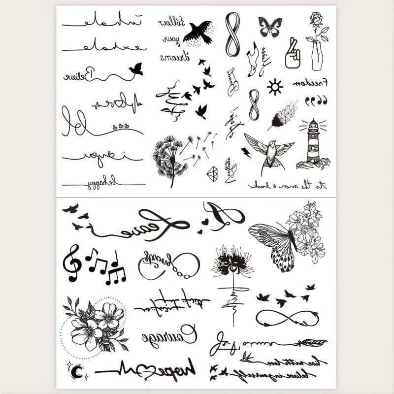 2 Small Pattern Tattoo Stickers for Ears Fingers Wrist