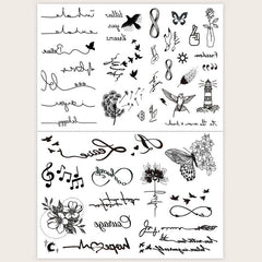 2 Small Pattern Tattoo Stickers for Ears Fingers Wrist