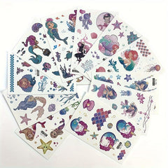 12pcs Glitter Mermaid Tattoo Stickers Waterproof Body Decorative Stickers