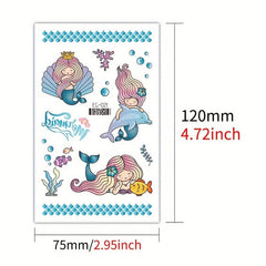 12pcs Glitter Mermaid Tattoo Stickers Waterproof Body Decorative Stickers
