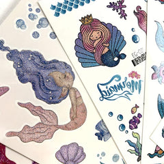 12pcs Glitter Mermaid Tattoo Stickers Waterproof Body Decorative Stickers