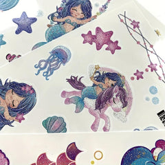 12pcs Glitter Mermaid Tattoo Stickers Waterproof Body Decorative Stickers