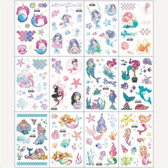 12pcs Glitter Mermaid Tattoo Stickers Waterproof Body Decorative Stickers