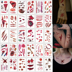 30 Pcs Halloween Horror Scar Prank Tattoo Stickers