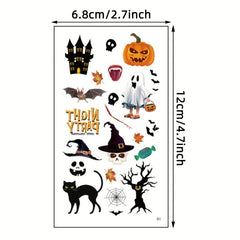 10 Sheets Halloween Cartoon Pattern Temporary Tattoo Stickers