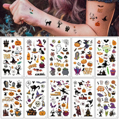 10 Sheets Halloween Cartoon Pattern Temporary Tattoo Stickers