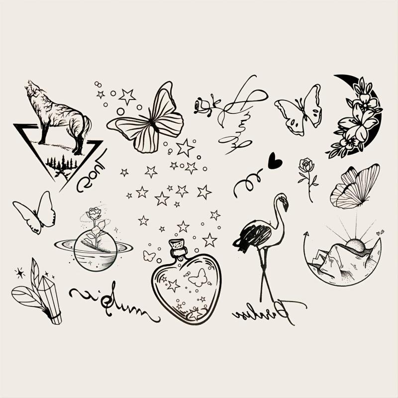 Mini Tattoos Set - Stylish Designs for Fingers, Wrists, Ears & More