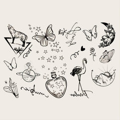Mini Tattoos Set - Stylish Designs for Fingers, Wrists, Ears & More