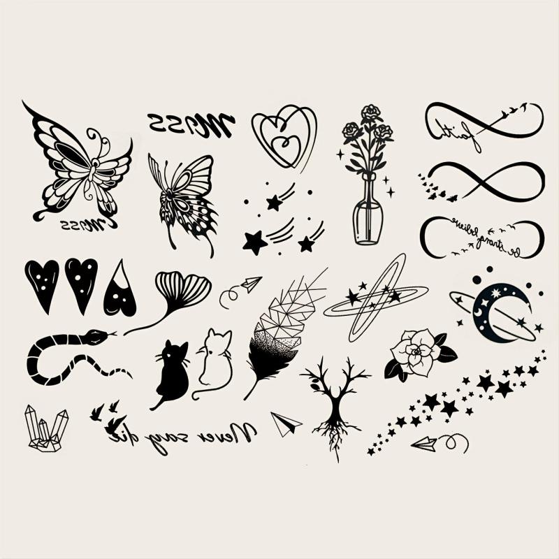 Mini Tattoos Set - Stylish Designs for Fingers, Wrists, Ears & More