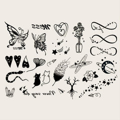 Mini Tattoos Set - Stylish Designs for Fingers, Wrists, Ears & More