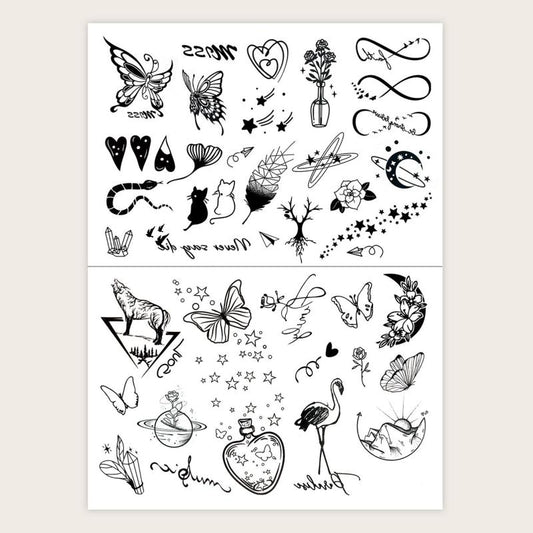 Mini Tattoos Set - Stylish Designs for Fingers, Wrists, Ears & More