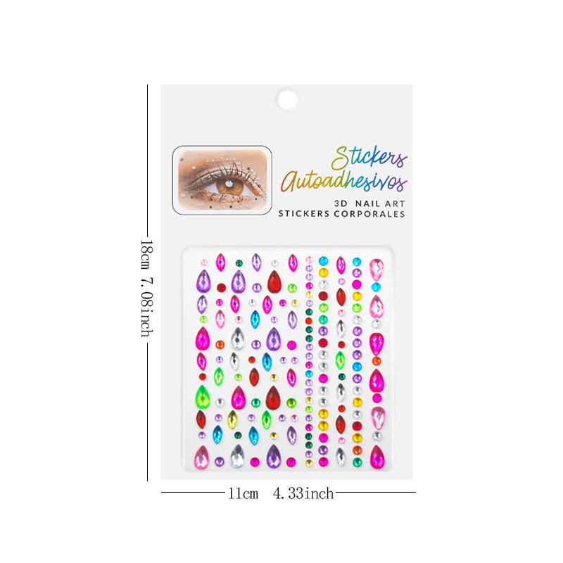 Shimmer Eye Makeup Heart Sticker Gemstone Tattoo