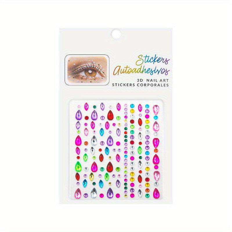 Shimmer Eye Makeup Heart Sticker Gemstone Tattoo