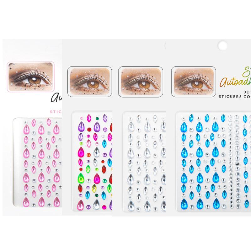 Shimmer Eye Makeup Heart Sticker Gemstone Tattoo