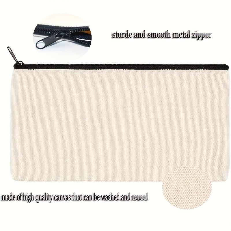 12pcs Set Blank Canvas Pencil Makeup Bags 20.83x11.94cm DIY Toiletry Organizer
