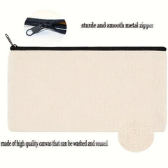 12pcs Set Blank Canvas Pencil Makeup Bags 20.83x11.94cm DIY Toiletry Organizer