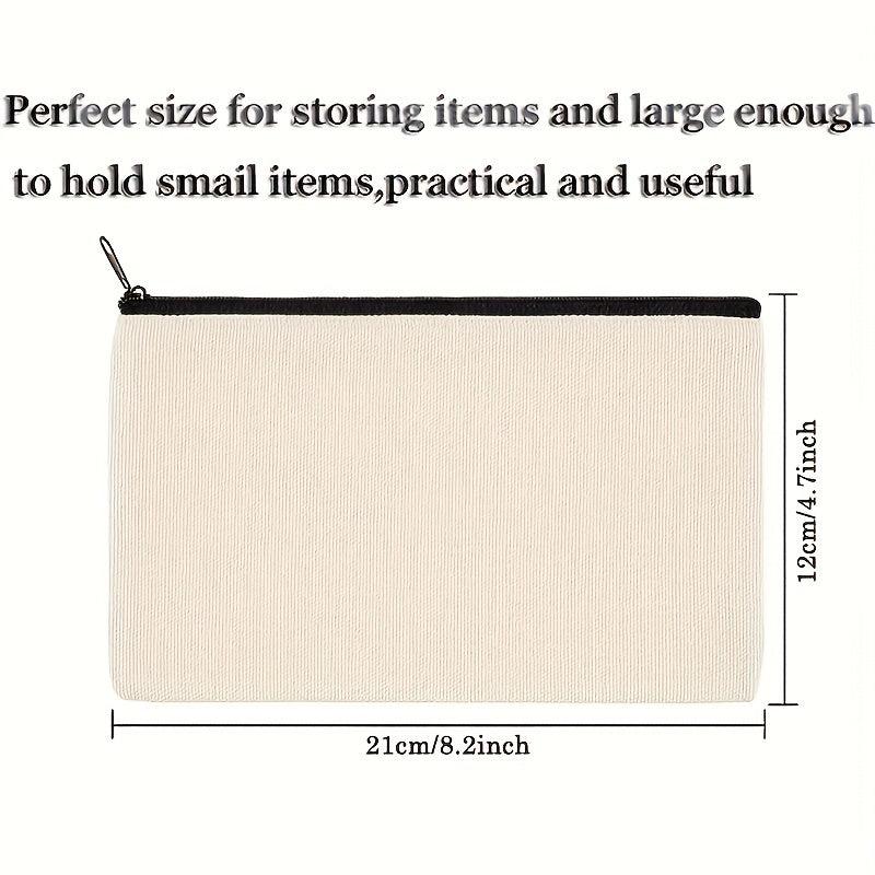 12pcs Set Blank Canvas Pencil Makeup Bags 20.83x11.94cm DIY Toiletry Organizer