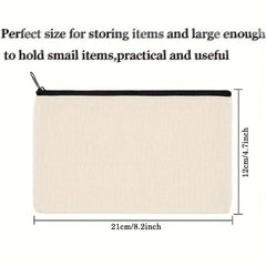 12pcs Set Blank Canvas Pencil Makeup Bags 20.83x11.94cm DIY Toiletry Organizer