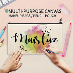 12pcs Set Blank Canvas Pencil Makeup Bags 20.83x11.94cm DIY Toiletry Organizer
