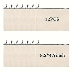 12pcs Set Blank Canvas Pencil Makeup Bags 20.83x11.94cm DIY Toiletry Organizer