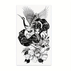 Waterproof Full Arm Tattoo Stickers - Chinese Style Samurai Geisha Crane