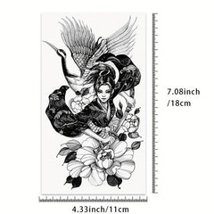 Waterproof Full Arm Tattoo Stickers - Chinese Style Samurai Geisha Crane