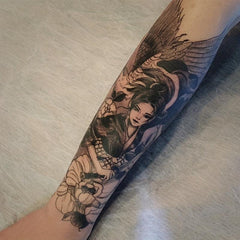 Waterproof Full Arm Tattoo Stickers - Chinese Style Samurai Geisha Crane