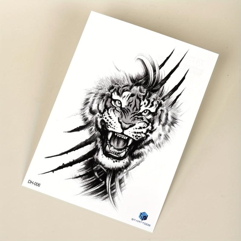 Abstract Animal Pattern Large Flower Temporary Tattoo Sticker
